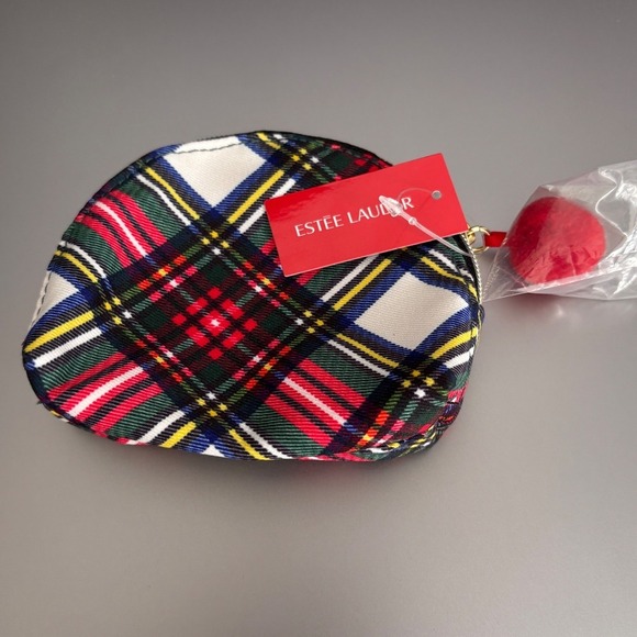 Estee Lauder Handbags - Estee Lauder Plaid Small Cosmetic Bag Pouch Makeup Organizer Coin Purse
